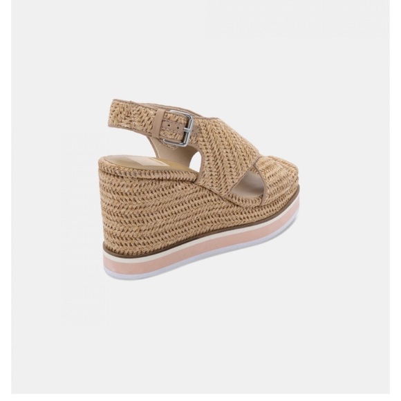 NWOT Dolce Vita Odelia Natural Raffia Tan Wedge Shoes - Picture 2 of 7